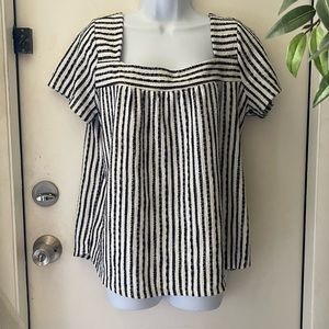 Lucky Brand black & white striped top- Large